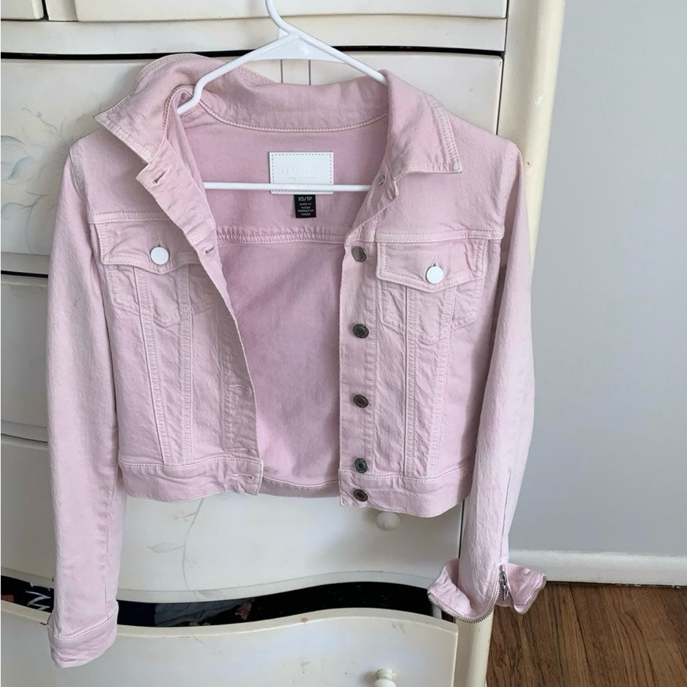 Guess light pink Jean jacket size XS